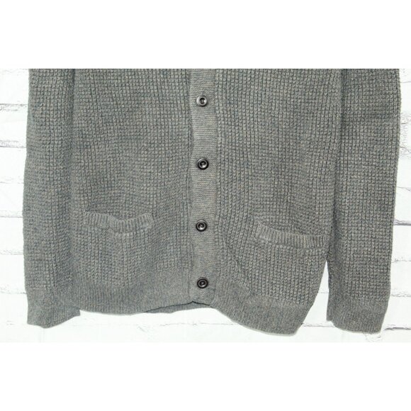 LL Bean Organic Cotton Waffle Sweater Cardigan Dark Cinder Size XL Minimalist - Picture 6 of 11